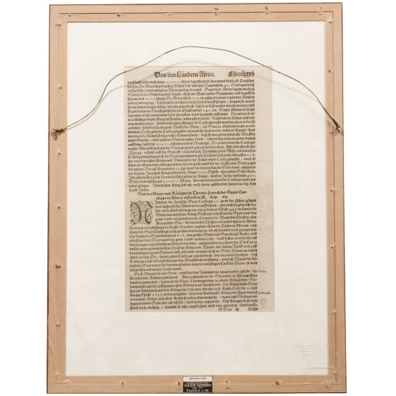 Drei gerahmte Seiten aus der Cosmographia Sebastian M&uuml;nsters (1488 - 1552), deutsch/Schweiz, 16. Jhdt.