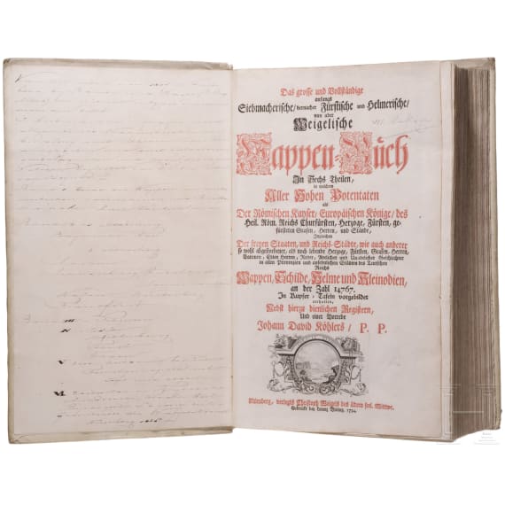 Siebmacher, Johann: Das grosse und vollst&auml;ndige anfangs Siebmacherische, hernacher f&uuml;rstische und helmerische, nun aber Weigelische Wappen-Buch in sechs Theilen, N&uuml;rnberg 1734