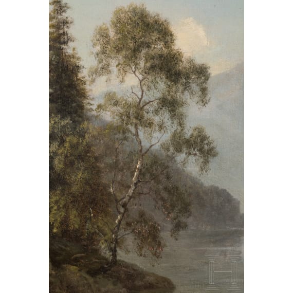 Georg Emil Libert (1820 - 1908) - Stimmungsvolle sommerliche Landschaft mit Fluss und Boot