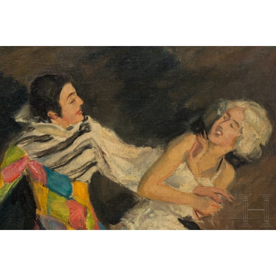 Wilhelm Hempfing, Harlekin und Kolumbine, deutsch, datiert 1937