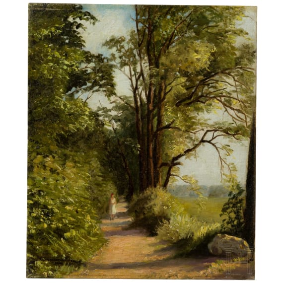 Hans Hassenteufel (1887 - 1943), "Weg in den Isarauen" mit Widmungsinschrift, M&uuml;nchen, 1. H&auml;lfte 20. Jhdt.