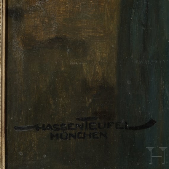 Hans Hassenteufel (1887 - 1943), "Kokette Gitarristin", M&uuml;nchen, 1. H&auml;lfte 20. Jhdt.