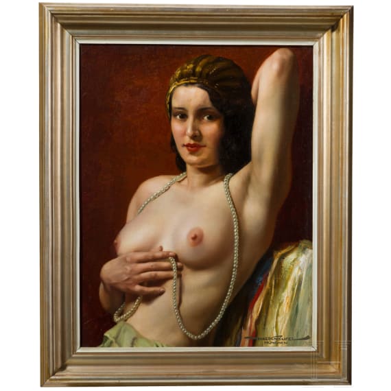 Hans Hassenteufel (1887 - 1943), Akt mit Perlenkette, M&uuml;nchen, 1. H&auml;lfte 20. Jhdt.