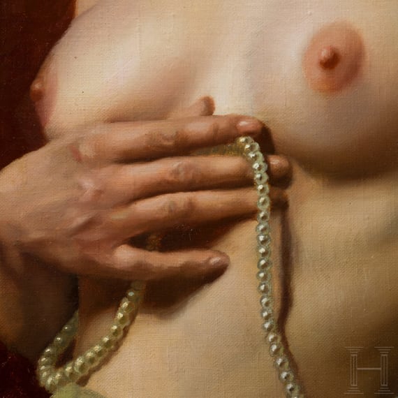 Hans Hassenteufel (1887 - 1943), Akt mit Perlenkette, M&uuml;nchen, 1. H&auml;lfte 20. Jhdt.