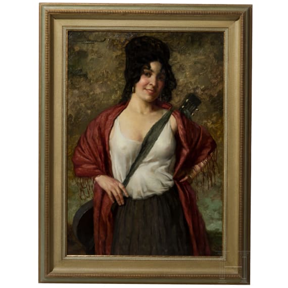 Hans Hassenteufel (1887 - 1943), "Romantische Gitarristin", M&uuml;nchen, 1. H&auml;lfte 20. Jhdt.