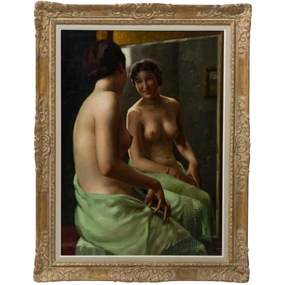 Hans Hassenteufel (1887 - 1943), Akt im Spiegel, M&uuml;nchen, 1. H&auml;lfte 20. Jhdt.