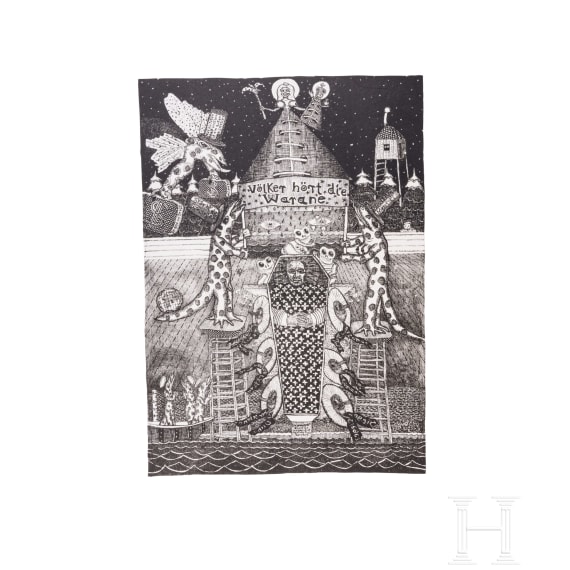 Blalla W. Hallmann (1941 - 1997), drei Radierungen, deutsch, um 1990