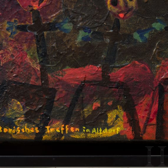 Blalla W. Hallmann (1941 - 1997), "Historisches Treffen in Altdorf", deutsch, datiert 1991