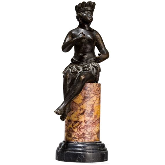 Allegorische Bronzefigur "Amerika", Flandern/Niederlande, 17./18. Jhdt.
