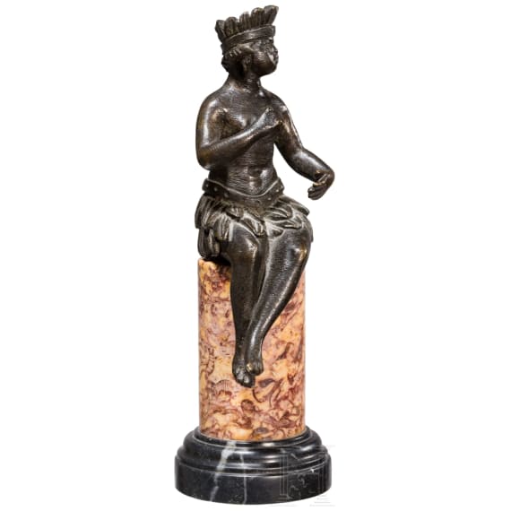 Allegorische Bronzefigur "Amerika", Flandern/Niederlande, 17./18. Jhdt.