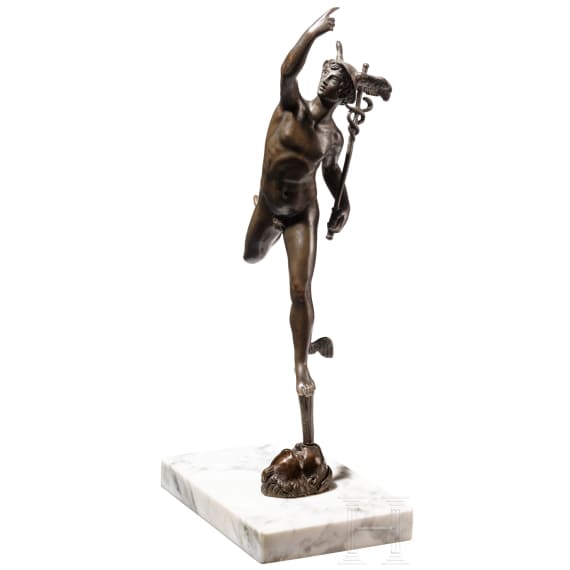 Bronzefigur des Hermes als G&ouml;tterbote nach Giambologna, sp&auml;tes 19. Jhdt.