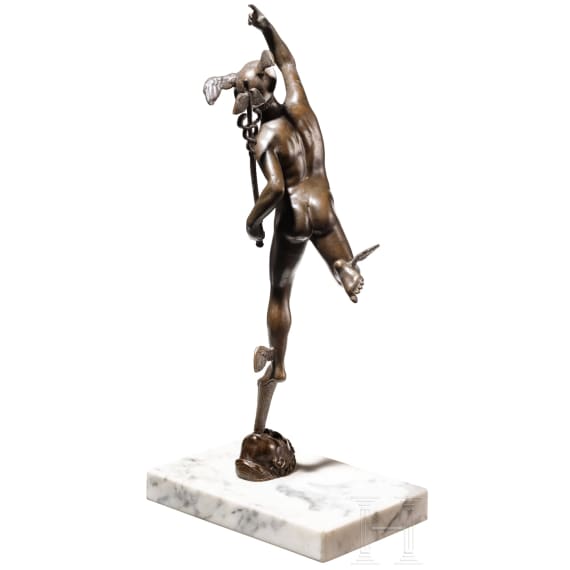 Bronzefigur des Hermes als G&ouml;tterbote nach Giambologna, sp&auml;tes 19. Jhdt.