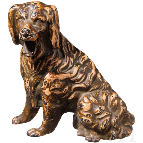 Wiener Bronze eines sitzenden Hundes, 19./20. Jhdt.