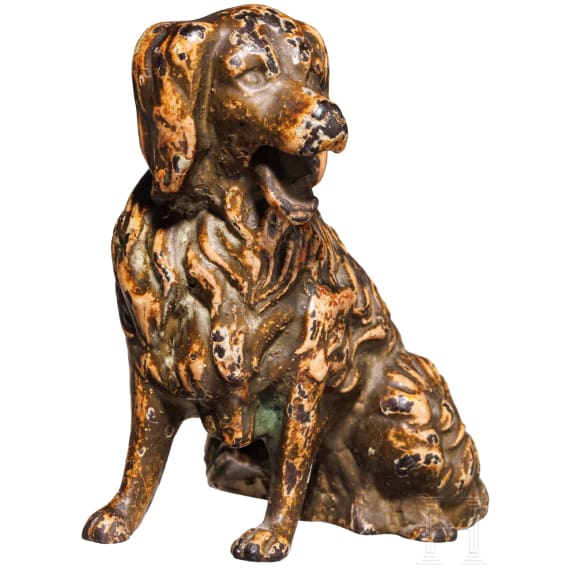 Wiener Bronze eines sitzenden Hundes, 19./20. Jhdt.