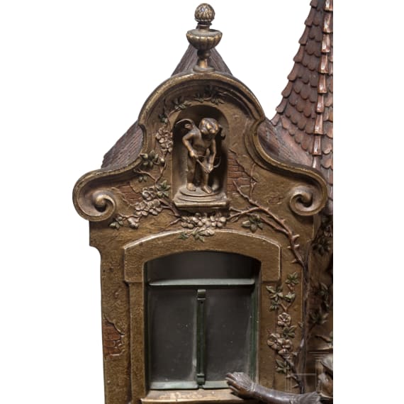 Franz Bergmann (1861 - 1936) - Bronzelampe "Das Bekenntnis", Wiener Bronze, um 1900
