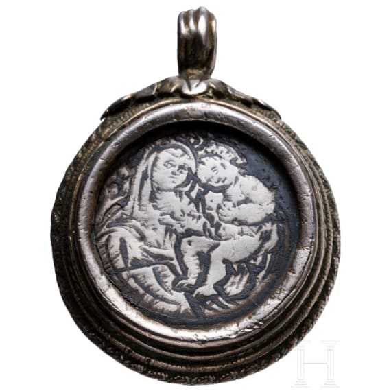 Niellierter silberner Renaissance-Anh&auml;nger, Italien, 16. Jhdt.