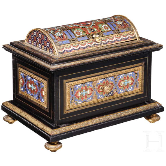 Schatulle mit Emaille-Dekor, Spanien, um 1880