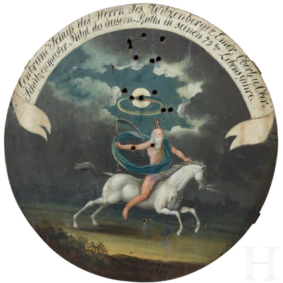 Sch&uuml;tzenscheibe mit Kronos, Pre&szlig;burg (Bratislava), datiert 1827