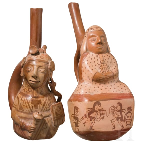 Zwei Figurengef&auml;&szlig;e, peruanische Nordk&uuml;ste, wohl Moche-Kultur, 4. - 8. Jhdt.