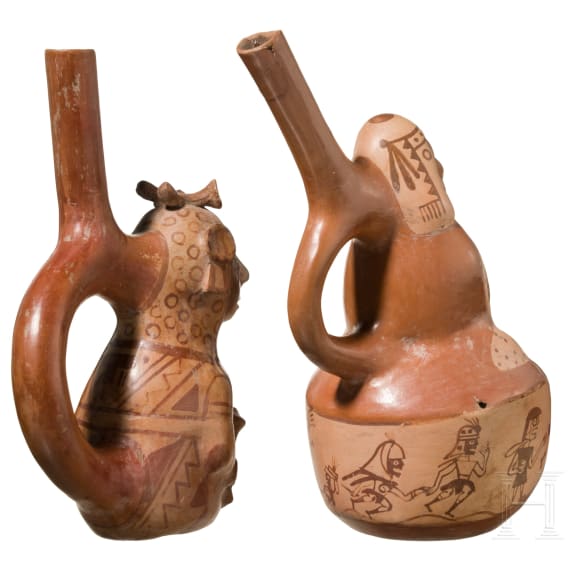 Zwei Figurengef&auml;&szlig;e, peruanische Nordk&uuml;ste, wohl Moche-Kultur, 4. - 8. Jhdt.