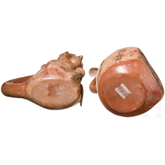 Zwei Figurengef&auml;&szlig;e, peruanische Nordk&uuml;ste, wohl Moche-Kultur, 4. - 8. Jhdt.