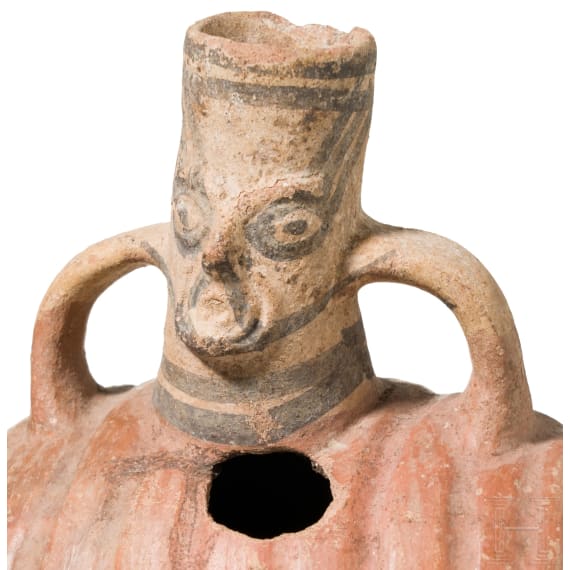 Gef&auml;&szlig; mit fig&uuml;rlichem Ausguss, Peru, Chancay-Kultur, 13. - 15. Jhdt.