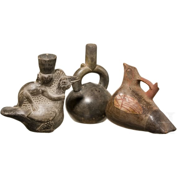 Drei Gef&auml;&szlig;e, Peru, Chimu-Kultur (zwei), 11. - 15. Jhdt.