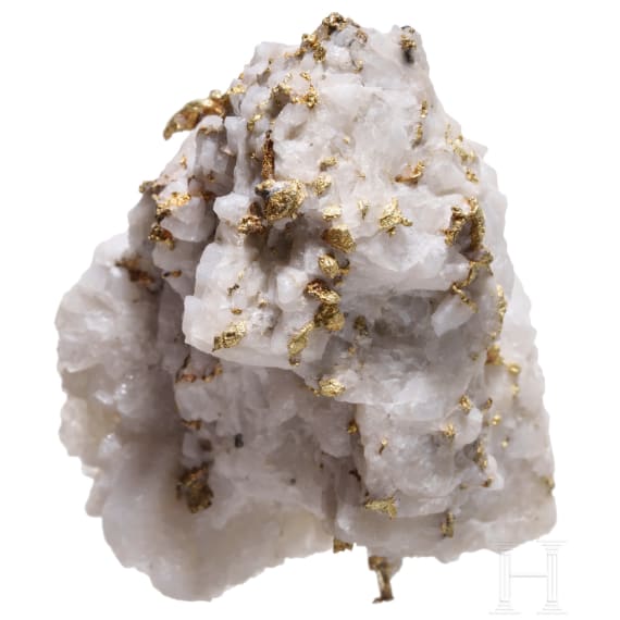 Wei&szlig;er Quarz mit gelber Gold&auml;derung