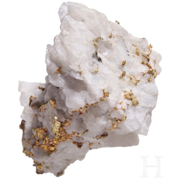 Wei&szlig;er Quarz mit gelber Gold&auml;derung