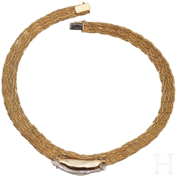 Goldcollier mit Drachenperle