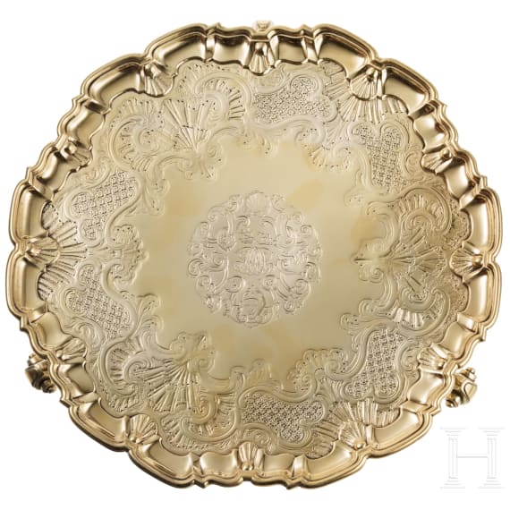 Vergoldete Zierschale (Salver), London, Lewis Pantin, 1734