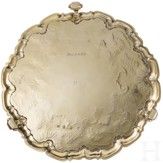 Vergoldete Zierschale (Salver), London, Lewis Pantin, 1734