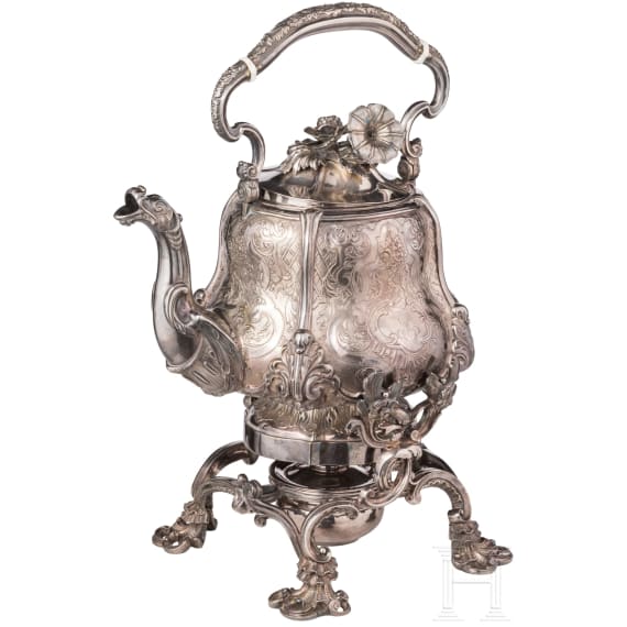 Gro&szlig;er Odiot-Samowar mit Rechaud (Teekocher), Paris, um 1840