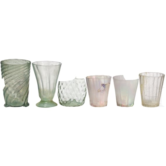 Sechs Glasfragmente, deutsch, 15./16. Jhdt.