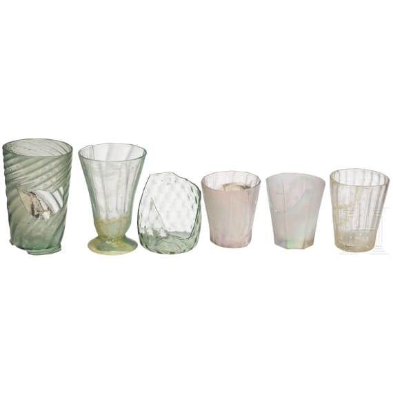 Sechs Glasfragmente, deutsch, 15./16. Jhdt.