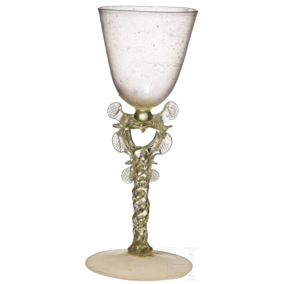 Fl&uuml;gelglas, Facon de Venise, deutsch oder Niederlande, 17. Jhdt.