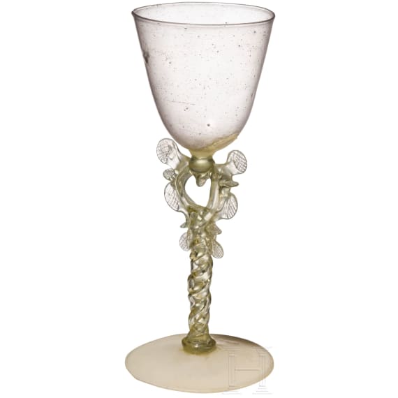 Fl&uuml;gelglas, Facon de Venise, deutsch oder Niederlande, 17. Jhdt.