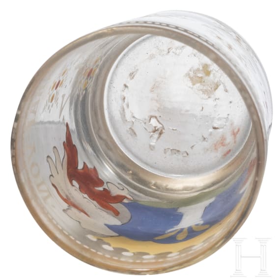 Emailliertes Glas mit Wappen der Grafen von Pocci, Petersdorf, Fritz Heckert, um 1880