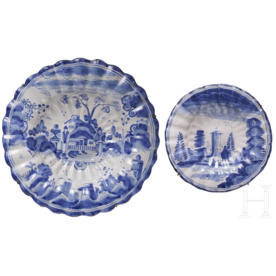 Zwei Fayence-F&auml;cherplatten, Frankfurt/Hanau, um 1700