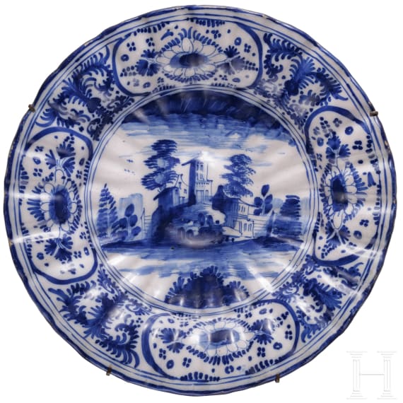Zwei Fayence-F&auml;cherplatten, Frankfurt/Hanau, um 1700