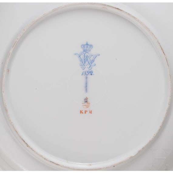 Kaiser Wilhelm II. - Neuosier-Teller der KPM aus dem k&ouml;niglichen Tafelservice, datiert 1892