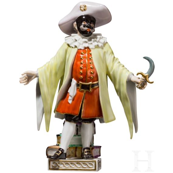 Porzellanfigur "Dottore" aus der Commedia Dell-Arte, Johann Joachim Kaendler, 1775 (Entwurf), Meissen, 2. H&auml;lfte 20. Jhdt.