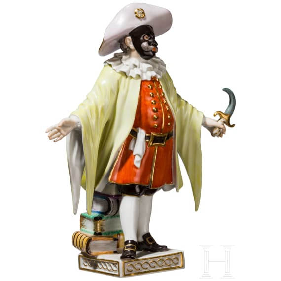 Porzellanfigur "Dottore" aus der Commedia Dell-Arte, Johann Joachim Kaendler, 1775 (Entwurf), Meissen, 2. H&auml;lfte 20. Jhdt.