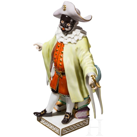 Porzellanfigur "Dottore" aus der Commedia Dell-Arte, Johann Joachim Kaendler, 1775 (Entwurf), Meissen, 2. H&auml;lfte 20. Jhdt.