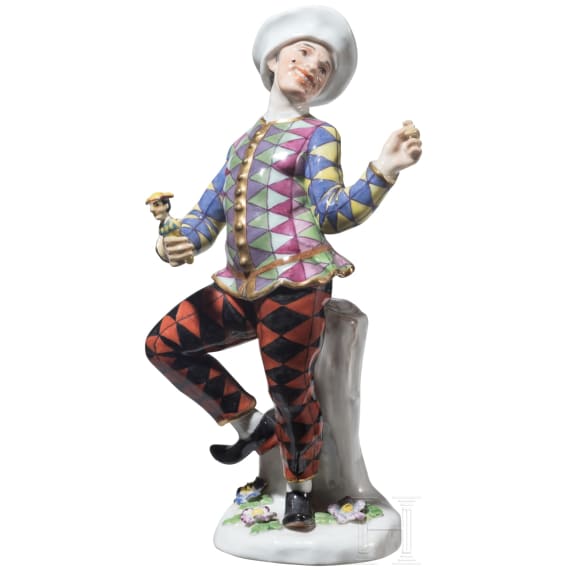 Kom&ouml;diantenfigur Harlekin aus der Commedia dell&rsquo;Arte, J. J. Kaendler, um 1740 (Entwurf), Meissen, 20. Jhdt.