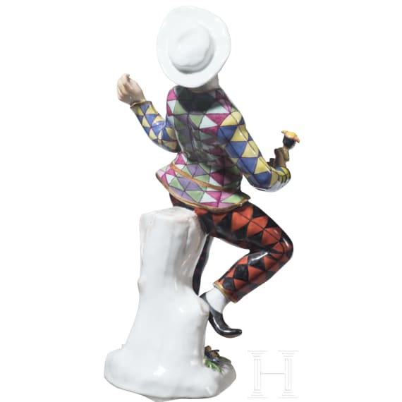 Kom&ouml;diantenfigur Harlekin aus der Commedia dell&rsquo;Arte, J. J. Kaendler, um 1740 (Entwurf), Meissen, 20. Jhdt.