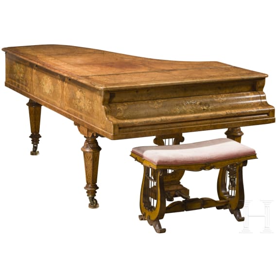Reich intarsierter Luxus-Halbkonzertfl&uuml;gel, Klaviermanufaktur S&eacute;bastien & Pierre &Eacute;rard, London, 1862