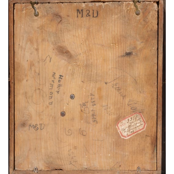 Rahmenuhr mit Augenwender, Schwarzwald, deutsch, um 1900