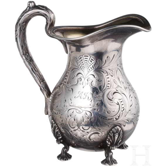 Sahnegie&szlig;er mit Zierhenkel, Russland, St. Petersburg, Carl Boianowski, 1844