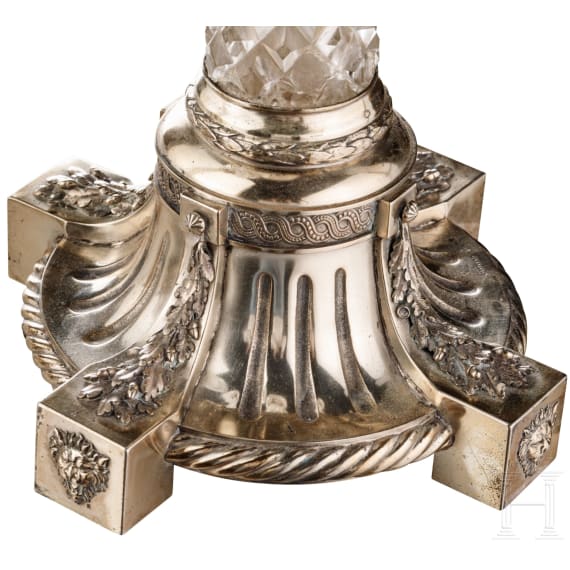 Ein Paar gro&szlig;e Kristall-Tischlampen mit Silbermontur, Russland, Moskau, Shanks & Co., 1895